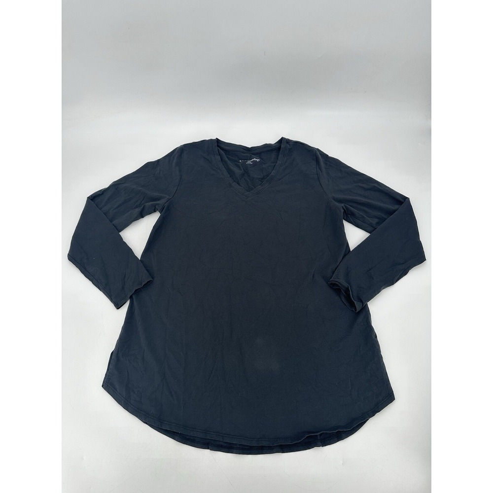 Soft Surroudings Black V Neck Long Sleeve Shirt Women's Size Large